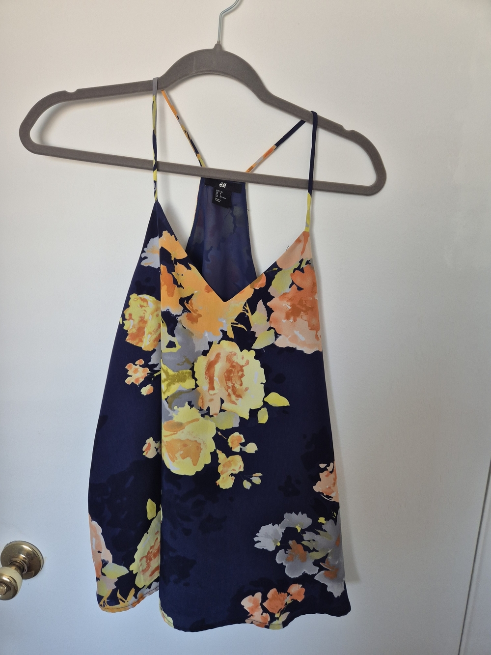 H&M Navy Floral V-Neck Cami Top - Picture 2 of 4